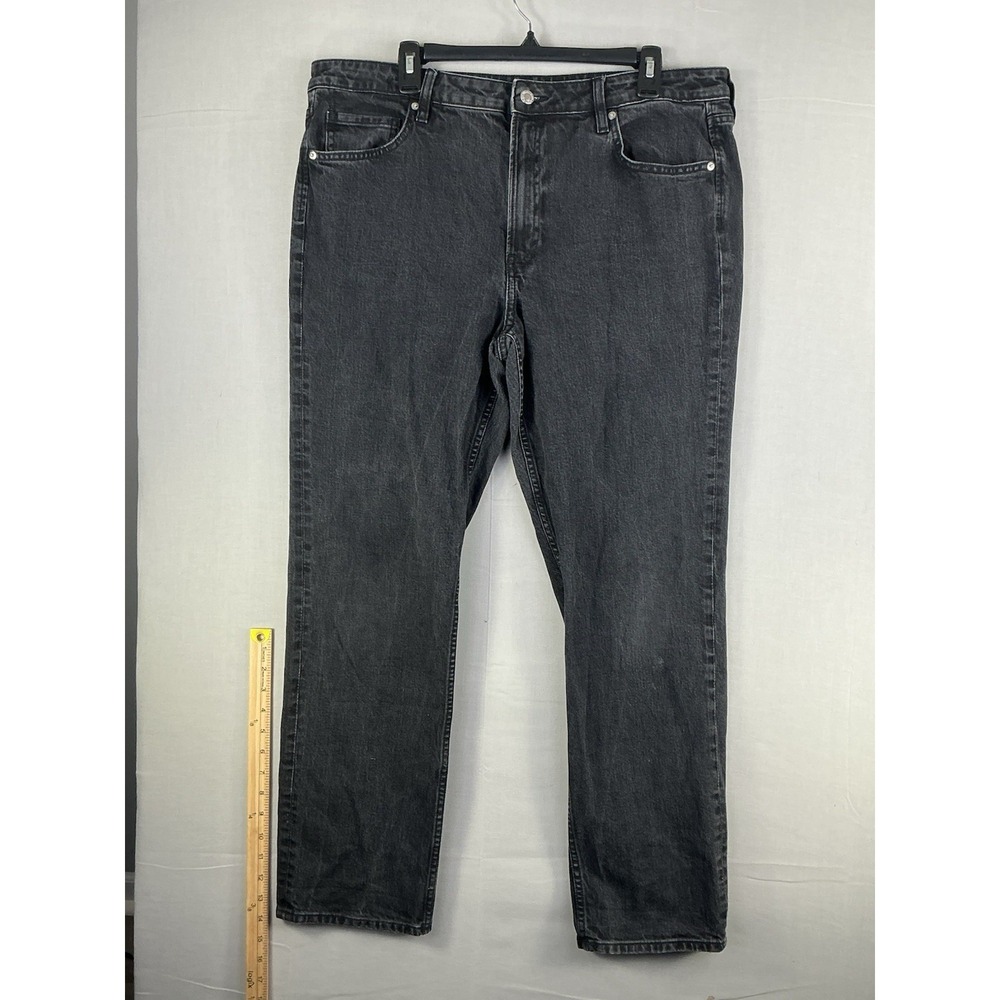 &Denim‎ H&M Women's Slim Straight Jeans Size 16 High Waist Black Denim